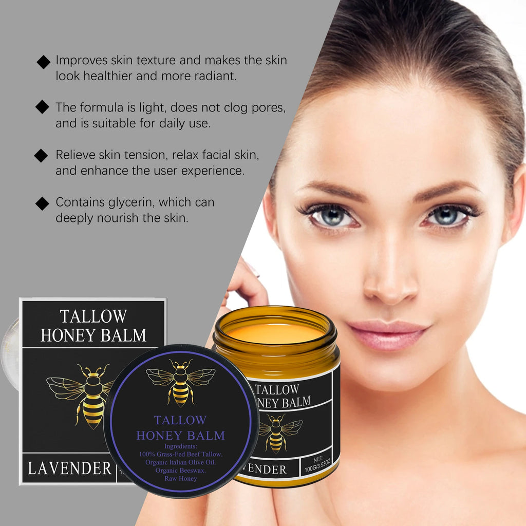 3Designs Natural Grass Fed Beef Tallow Honey Balm Lasting Hydrating Skin Improve Elasticity Korean Face Body Moisturizer Lotion
