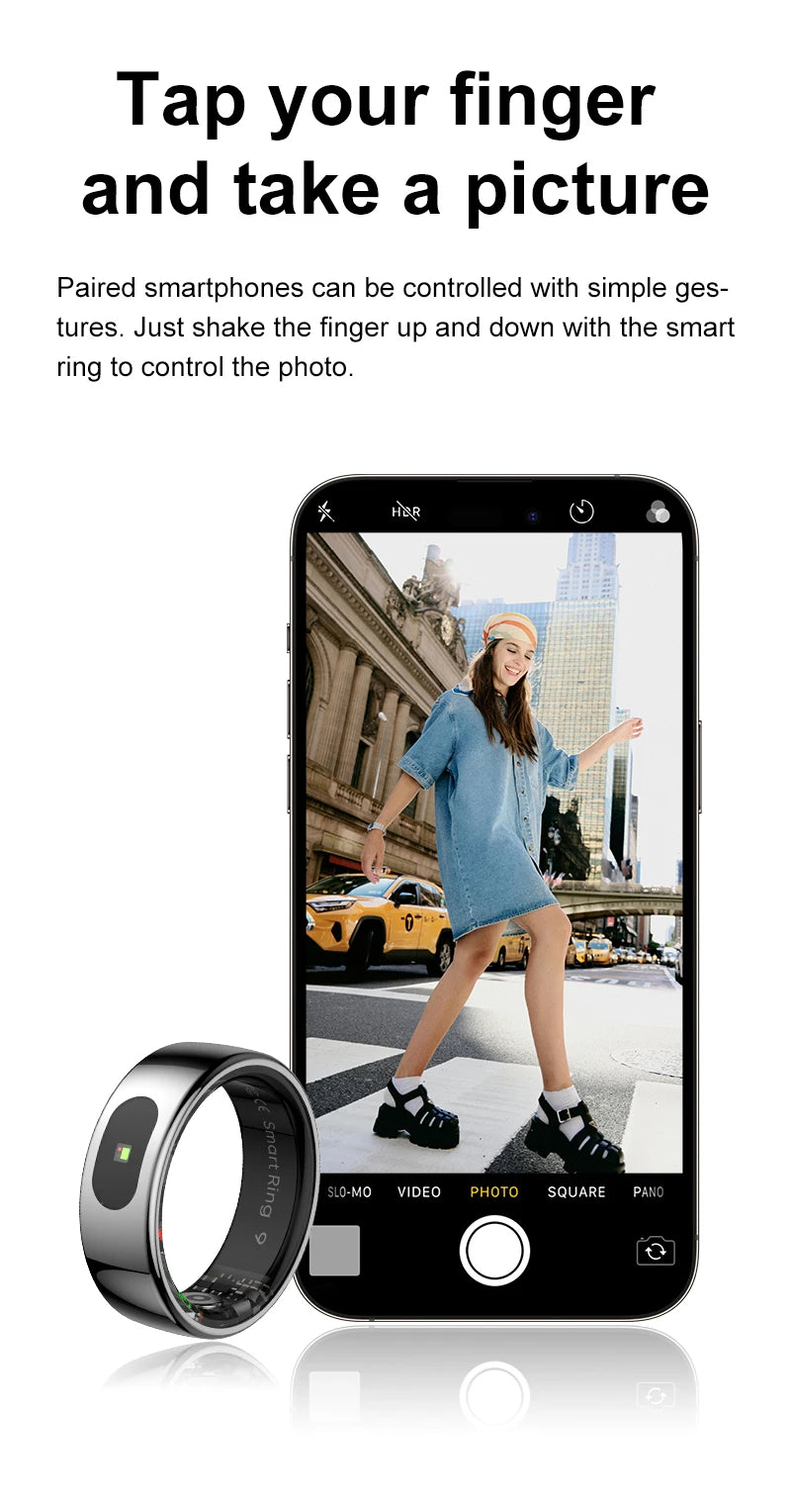 R08 Smart Ring with Charging Case Men Women Health and Sleep Monitor Heart Rate Monitoring 5ATM Waterproof Multi Sport Mode