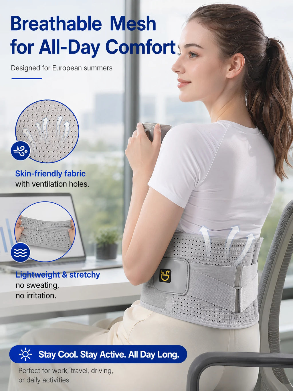 Back Brace Support Belt-Lumbar for Back Pain,Sciatica,Scoliosis,Herniated Disc Adjustable Straps-Lower with 3 Pads for Men&Women
