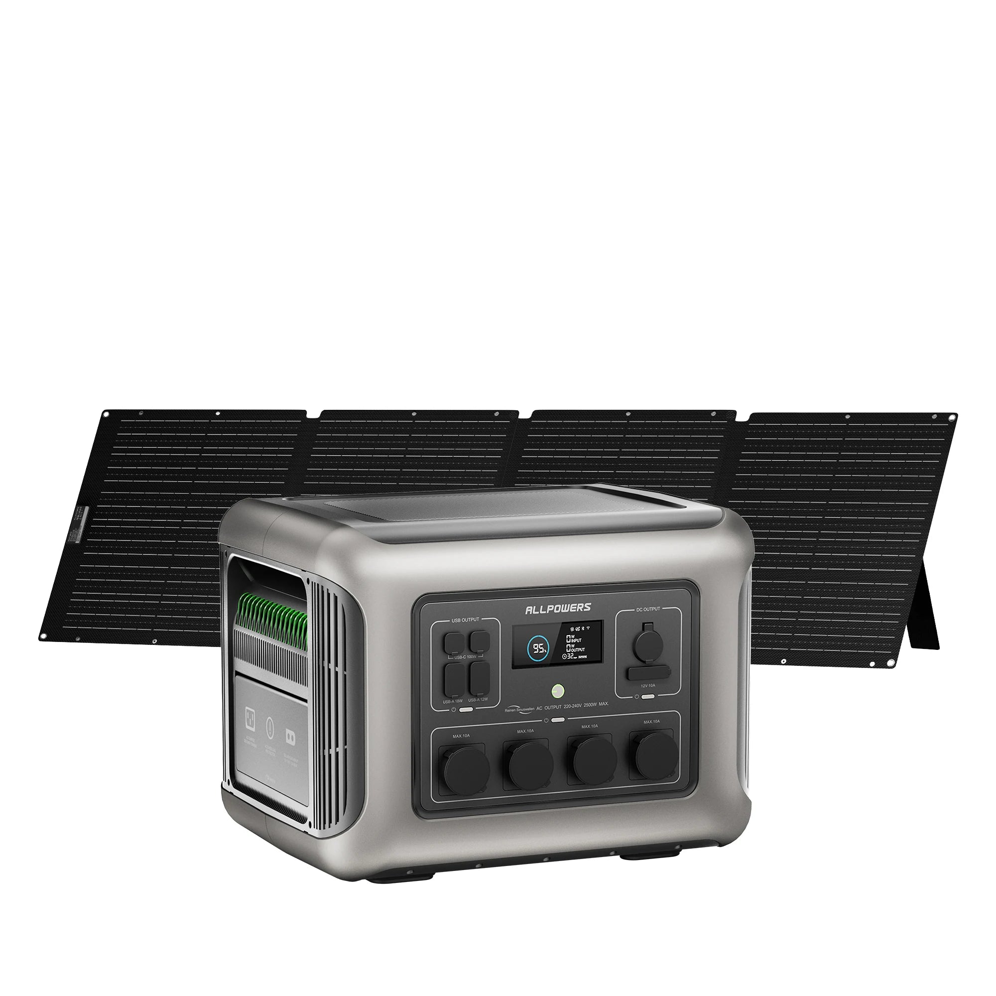 ALLPOWERS R2500 Portable Power Station 2500W (4000W Peak) 2016Wh LiFePO4 Solar Generator with Solar Panel 4 AC Outlets for Home