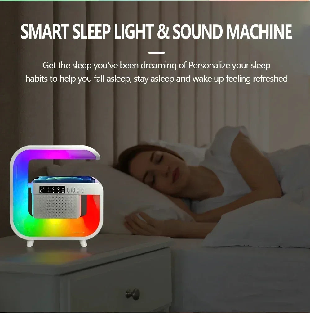 Portable Bluetooth Speaker with RGB Light, Wireless Charging & FM Radio Tidesmit
