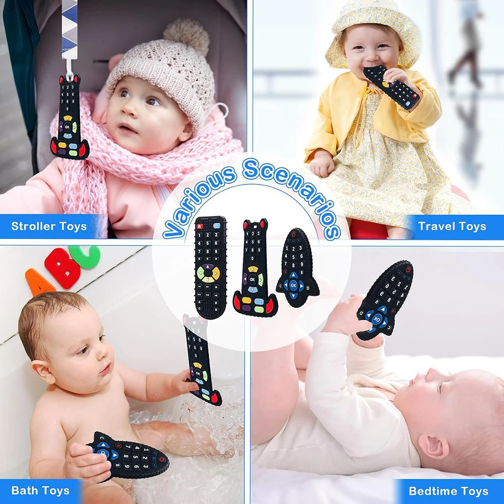 Baby Toys 6 12 Months Silicone Teething Toys Remote Control Shape Teether Infant Chew Toys Sensory Teethers for Babies Newborns