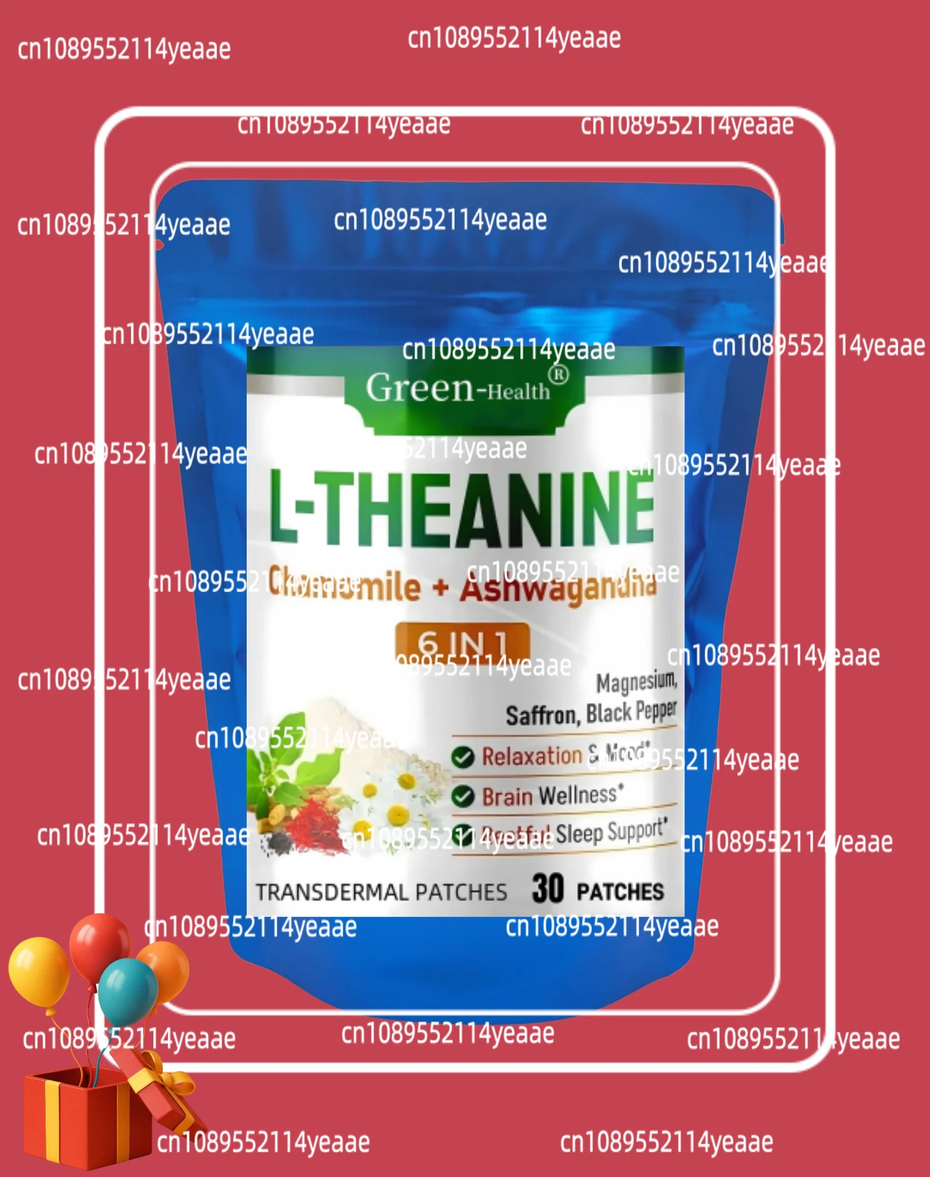 30 Patches L-theanine Transdermal Patches With Magnesium, Ashwagandha, Saffron, Chamomile - Support Relaxation