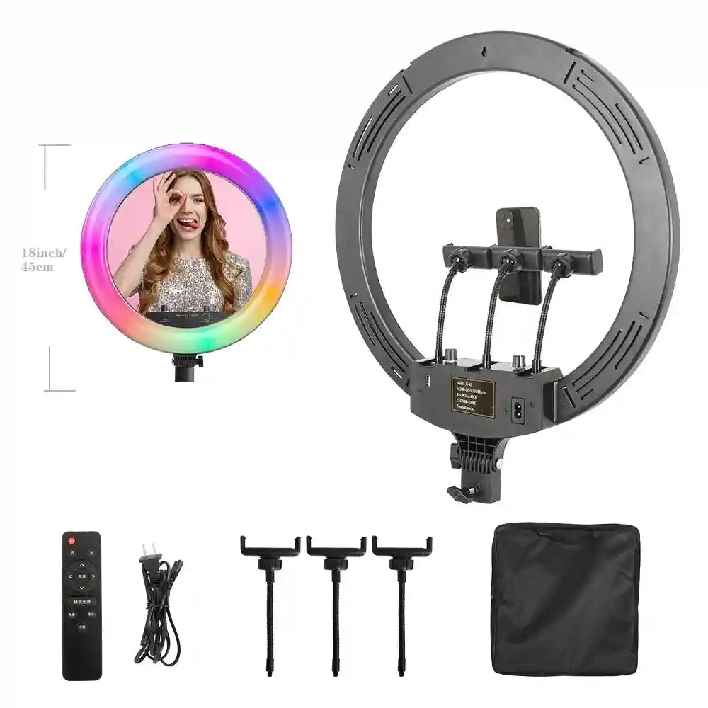 18 Inch RGB Ring Light with Tripod for Professional Content Creation RGB Light Tidesmit