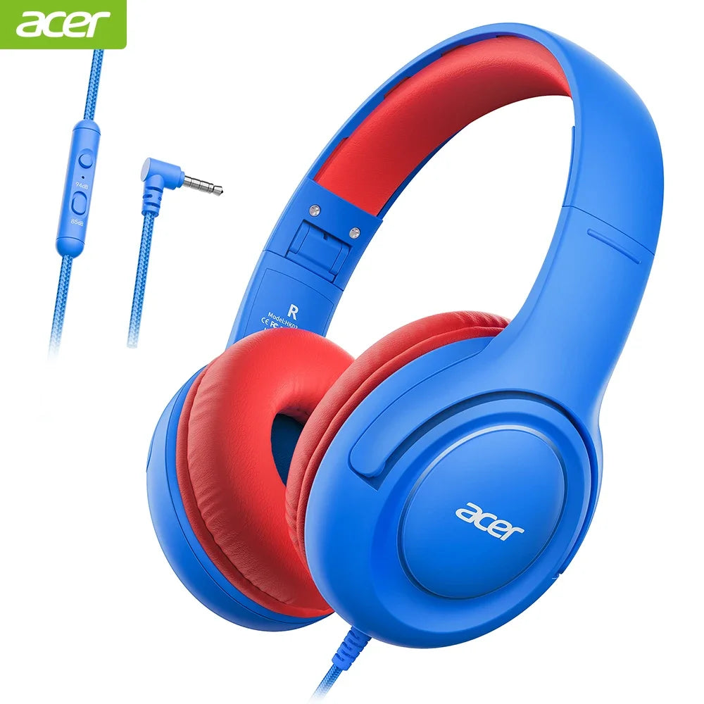 Kids Wired Headphones with Volume Limiting – Foldable Stereo Audio BlueRed Tidesmit