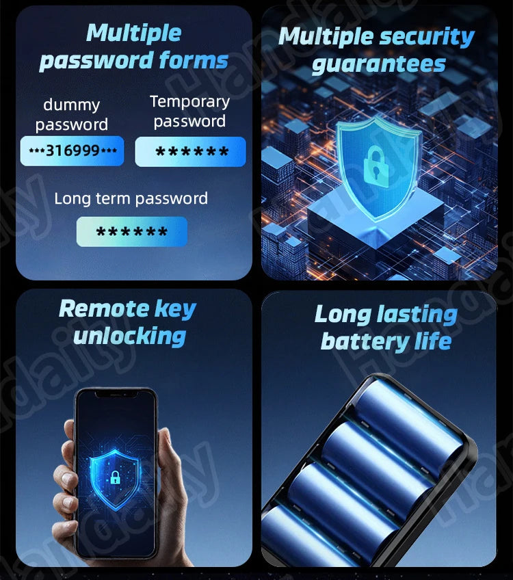 Waterproof Smart Door Lock with Camera Video Monitoring Intercom Palm Vein 3D Face Recognition Tuya Electric Door Lock