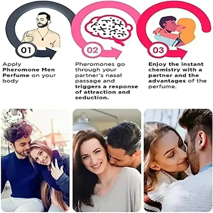 Strong pheromone cologne for men to attract women, long-lasting androstenone scented body oil for romantic attraction.