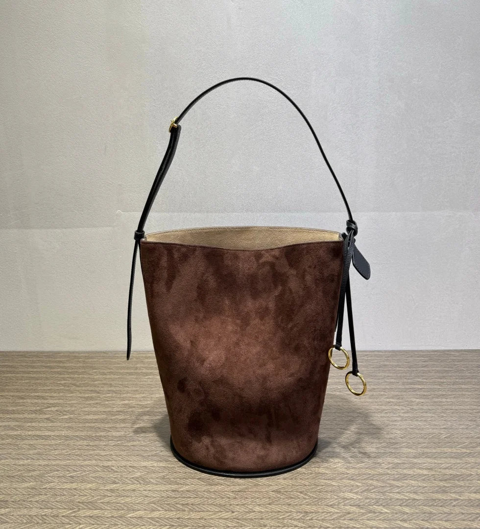 2026 New Bucket Bag Rear Saddle Design High end Leather Shoulder Bag Leather Crossbody Bag