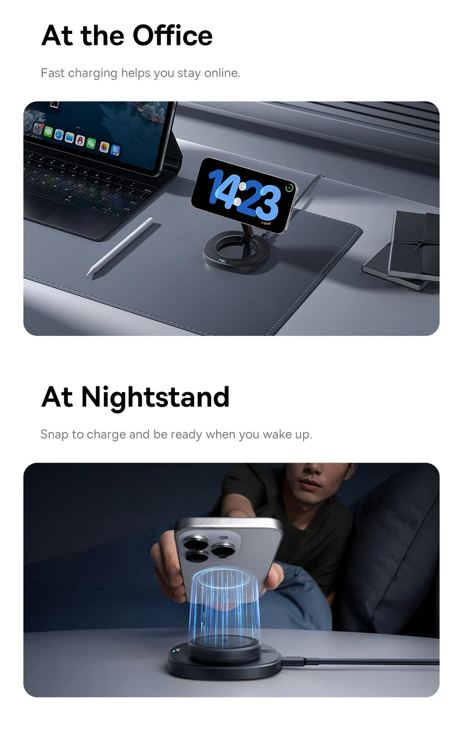 Foldable Qi2 Magnetic Wireless Charger Stand for iPhone 16 Series Tidesmit