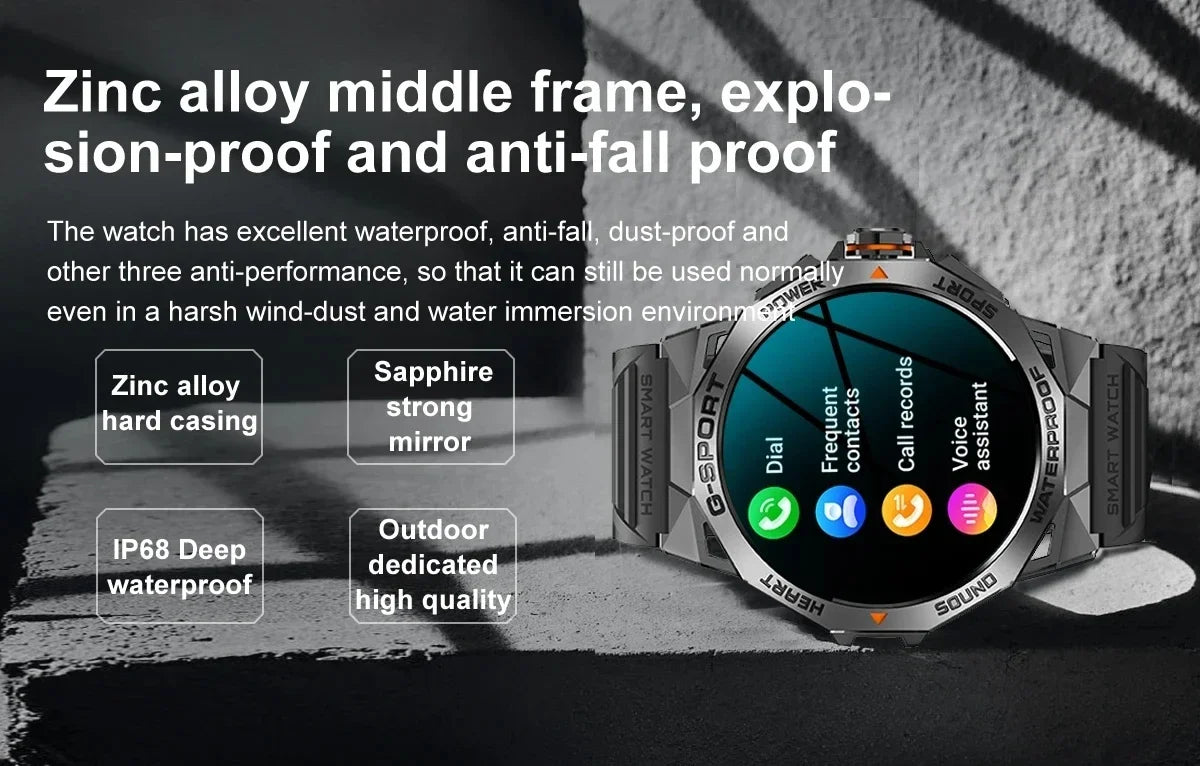 1.43inch AMOLED Screen Smartwatch Men Outdoor Sports Fitness 400mAh Large Battery Bluetooth Call Music Heart Rate Smart Bracelet