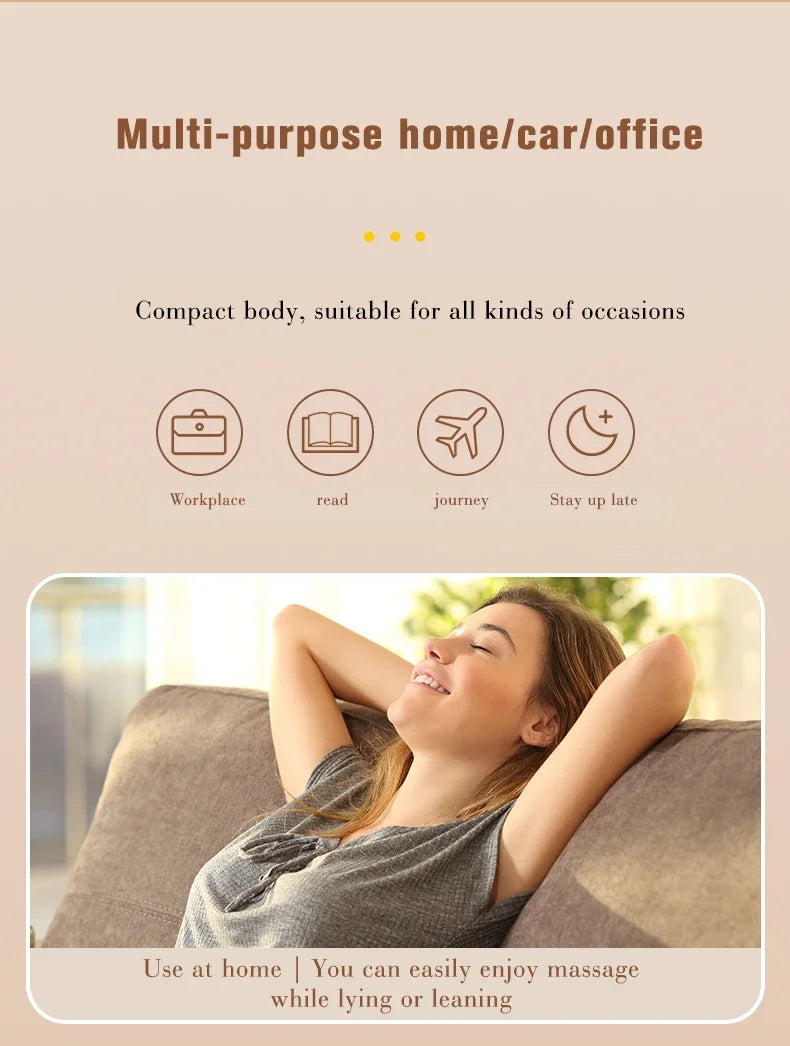 Shiatsu Neck and Back Massager with Heat and Airbag Therapy Relaxation Treatment Tidesmit