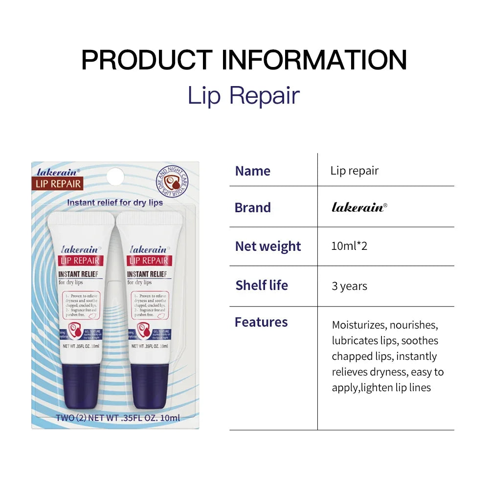Lip Repair Gel: Instant Moisturizing Balm for Dry Lips - 2 Pack Lip Care 1set Tidesmit