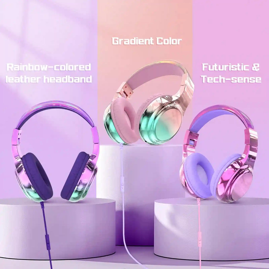 Wired Kids Headphones with Mic | Volume Limited Over-Ear Stereo Tidesmit