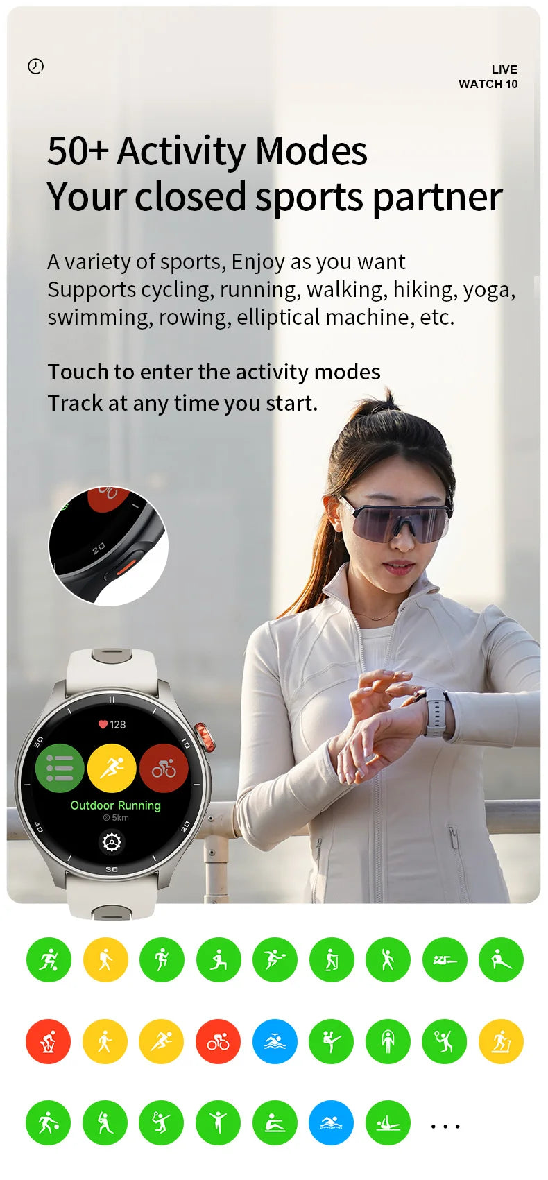 iGPSPORT LW10 Smart Watch With 1.43" AMOLED Screen GNSS GPS Tracker Bluetooth Calls 50+ Sports Modes Heart Rate/SpO2 Monitor
