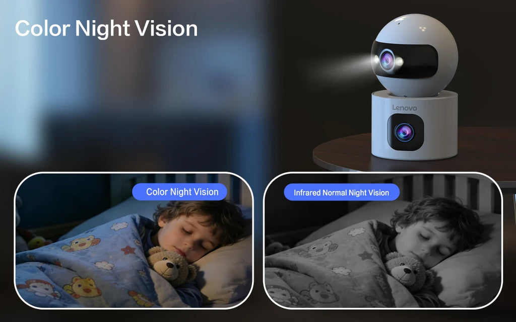 Lenovo 4K PTZ WiFi Camera Dual Lens Home Indoor CCTV Surveillance Camera Auto Tracking Security Protection Smart Baby Monitor
