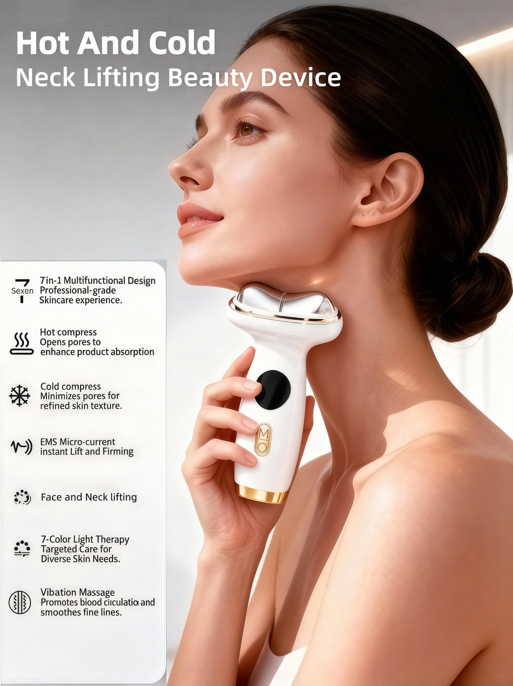 7-in-1 Facial Massager - White Hot & Cold Skin Lifting Device Fascia Gun Tidesmit