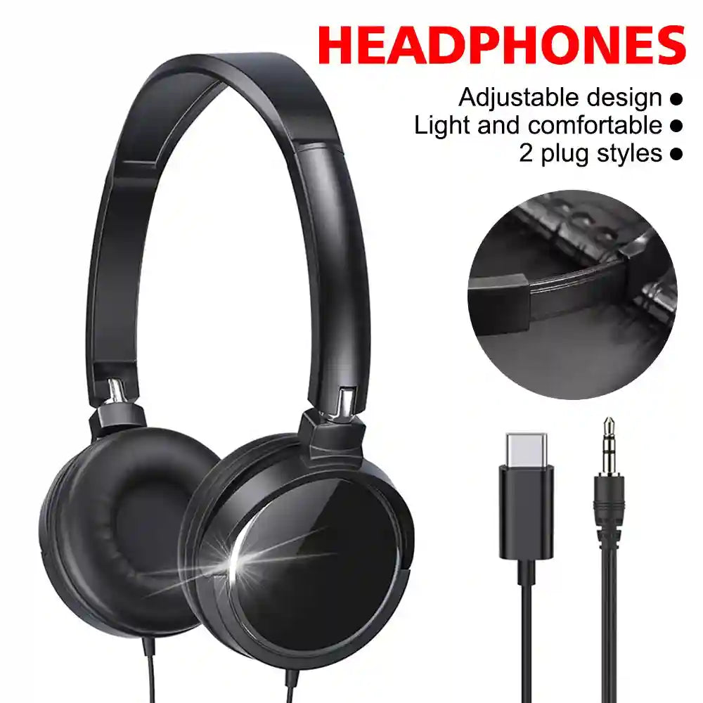 Noise Cancelling Wired Over-Ear Headphones with Mic - Tidesmit Tidesmit