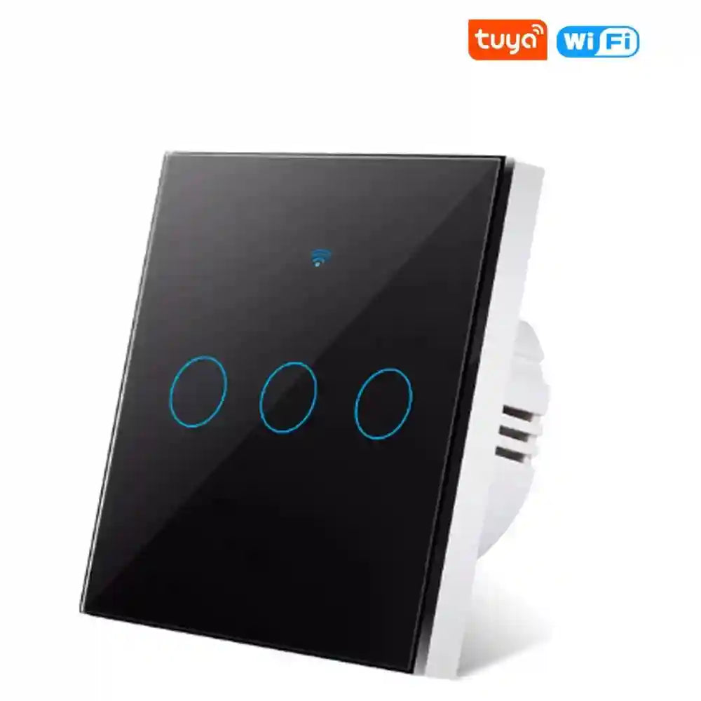 WiFi Smart Light Switch No Neutral Wire - 1, 2, or 3 Gang Options black 3 gang Tidesmit