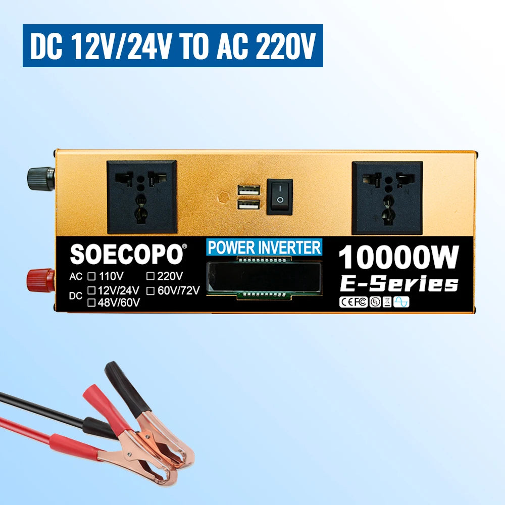 SOECOPO10000W Peak Solar System Kit 2x300W Solar Panels DC 12V 24V - AC 110V/220V Inverter 100A Controller for Home Camping