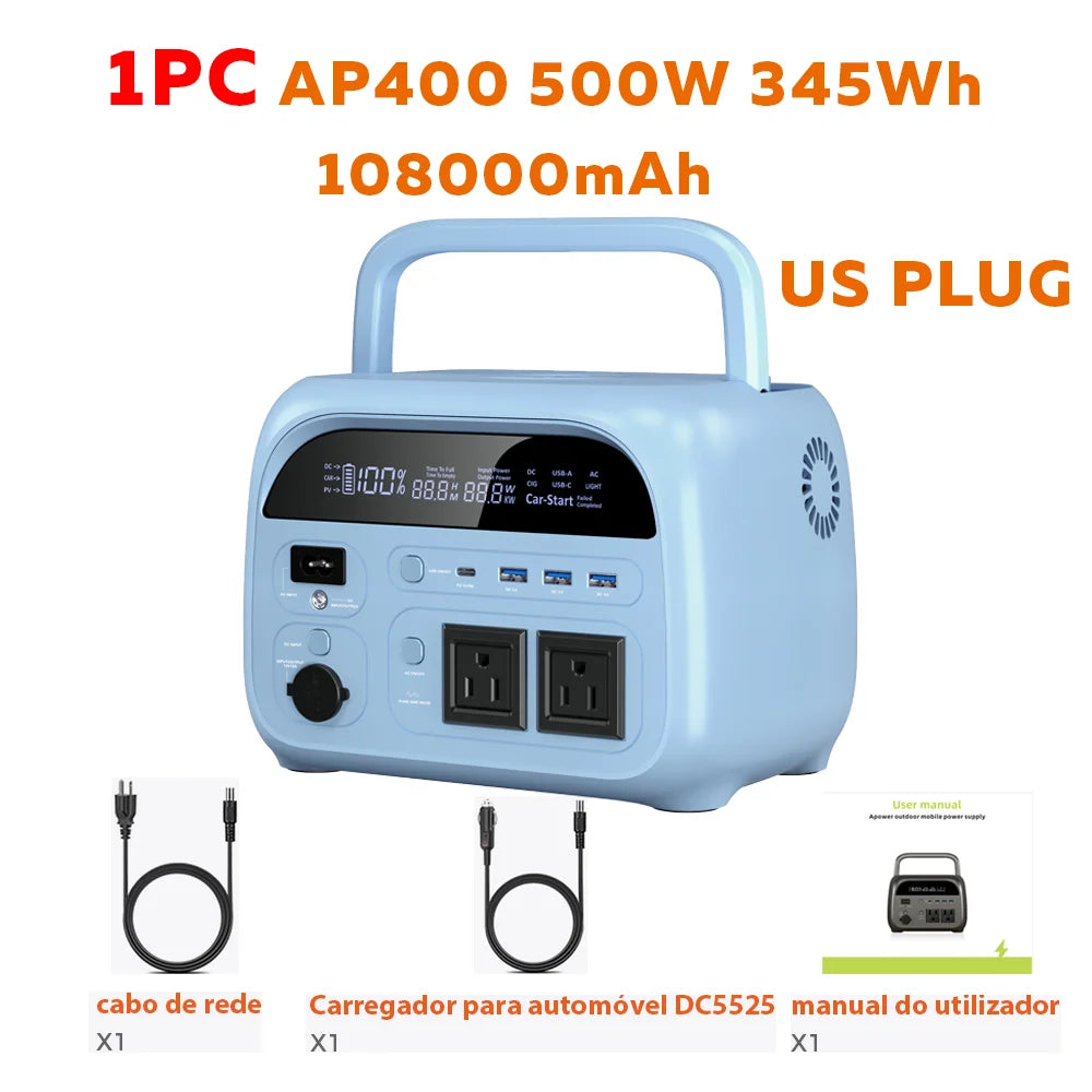 CTOLITY AP400 500W 345Wh 108000mAh LiFePO4 Portable Power Station, Pure Sine Wave Solar Generator, Emergency Backup Power for Camping, Travel & Home Blackout, Multiple Colors Available