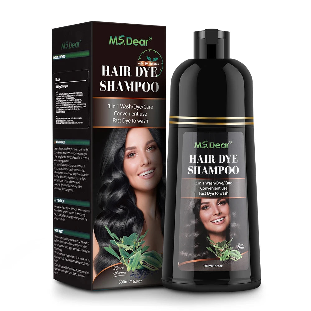500ml Instant Black Dye Shampoo Black Coffee Color Hair Coloring Natural Herbal Ginseng Hair Repair Shampoo Hair Dyed Care