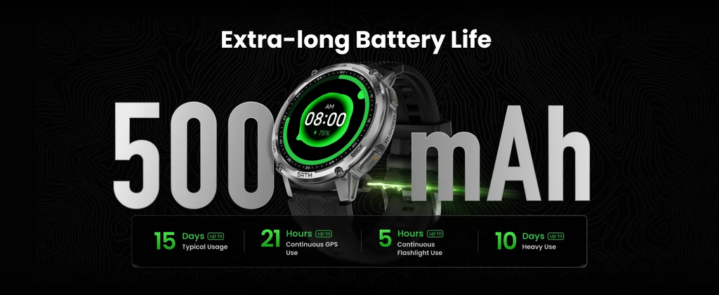 KOSPET TANK T4C Smart & Rugged Watch for Men Military-Grade Body with GPS Health Tracking & On-Wrist Flashlight 5ATM Waterproof