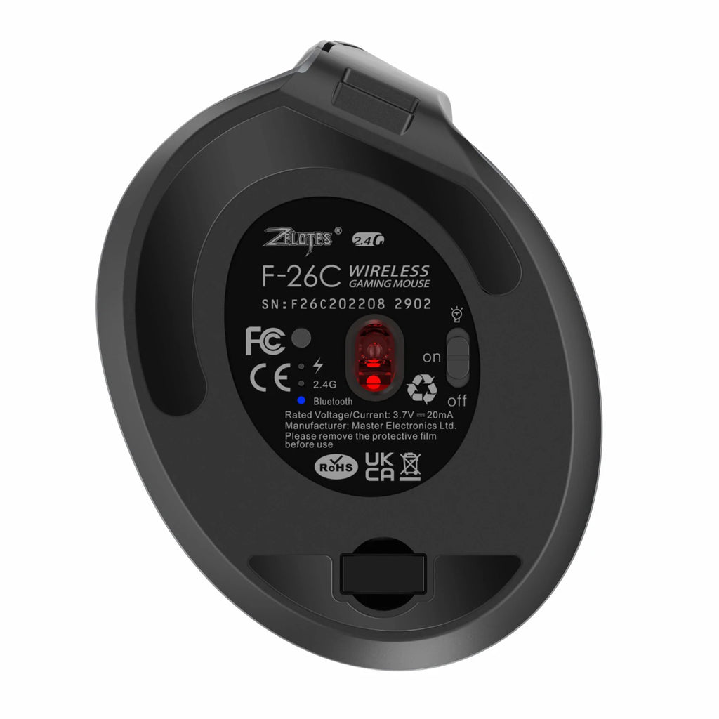 ZELOTES F-26C Mouse Rechargeable display dual-mode wireless mouse with silent 2.4GHz BT gray mouse