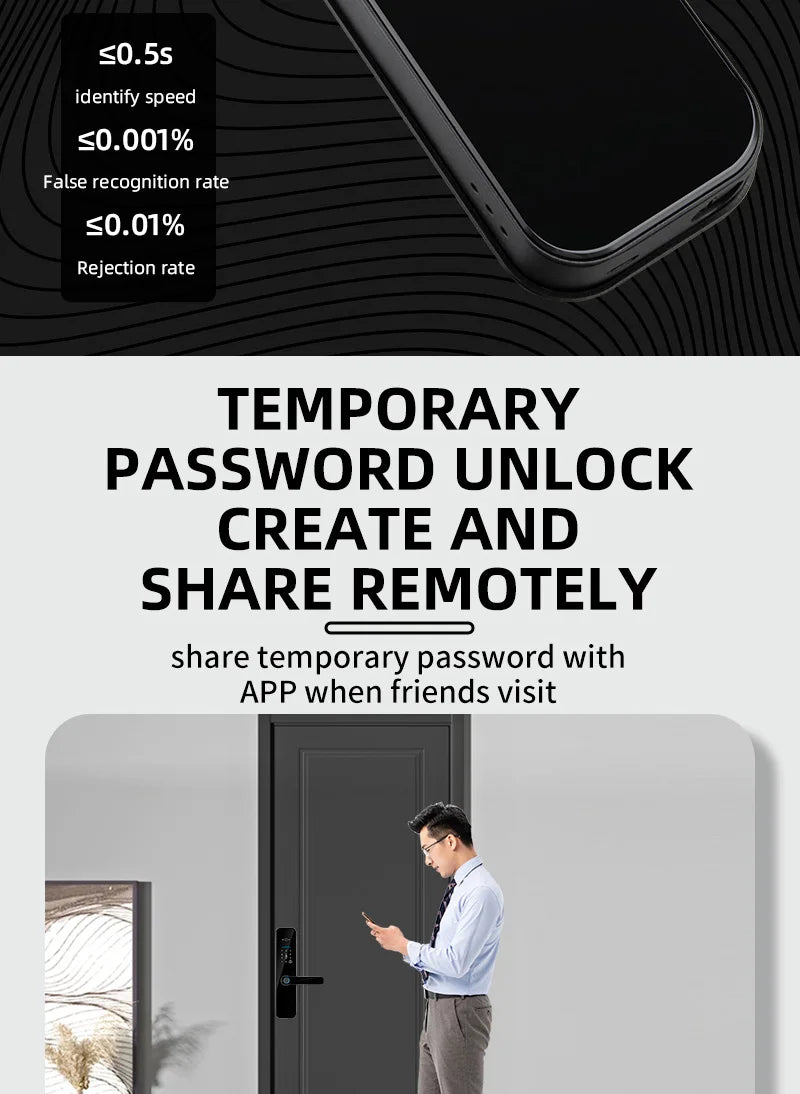 XSDTS New Tuya Wifi Digital Electronic Smart Door Lock With Biometric Camera Fingerprint Smart Card Password Key Unlock