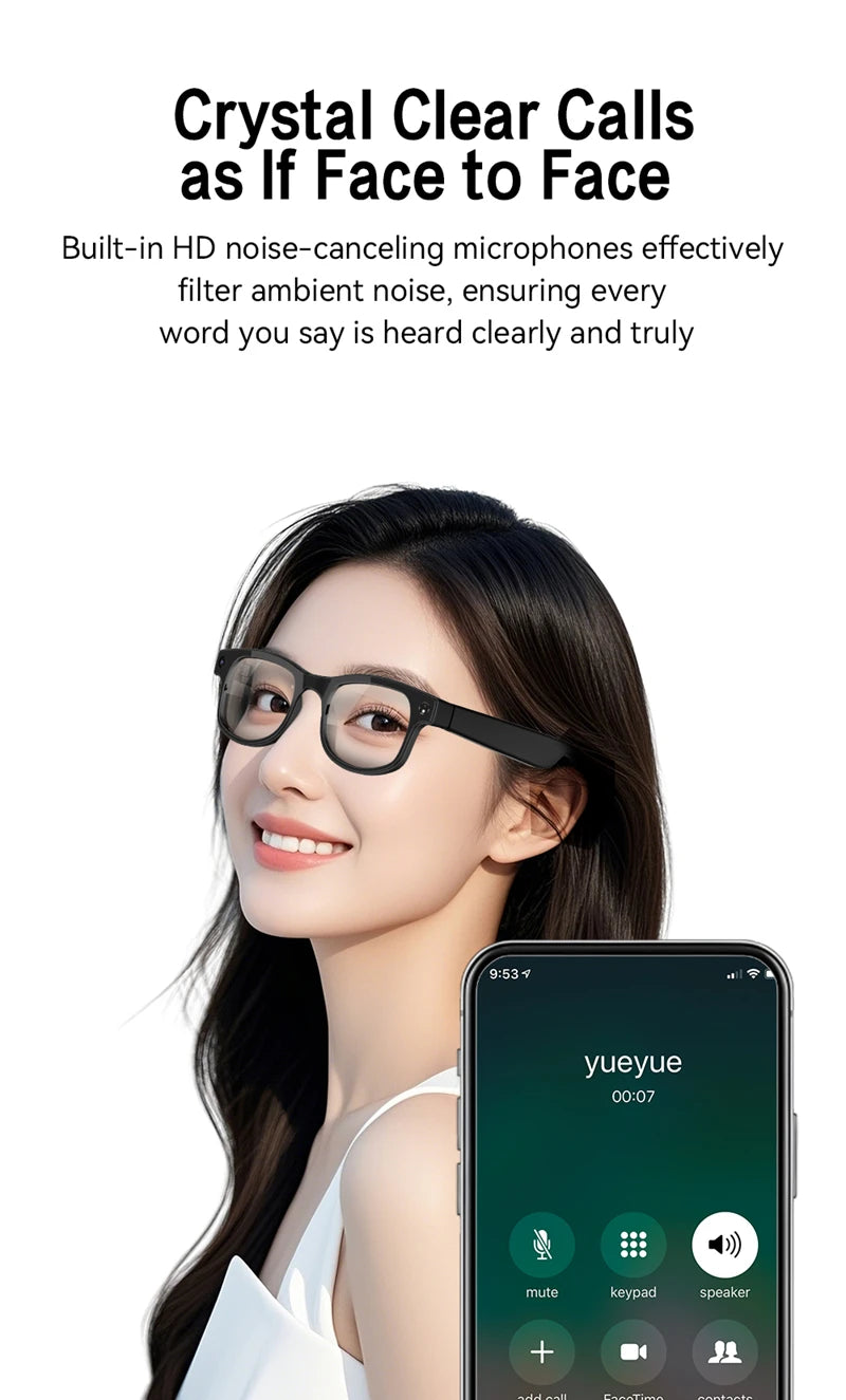 Tidesmit Smart Glasses with Camera & Bluetooth - Black & Transparent Tidesmit