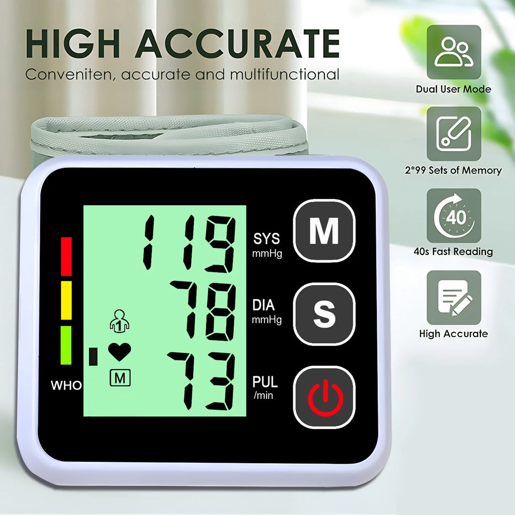 Smart Electronic Bp Monitors High Accurate BP Monitors Wrist Blood Pressure Monitor Tonometer Digital Sphygmomanometer