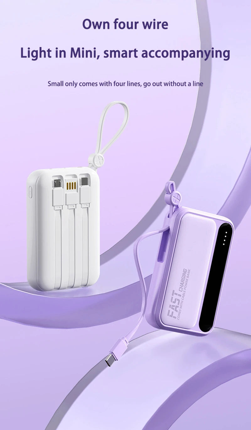Portable Power Bank with Built-in Cables - Fast Charging 50000mAh Tidesmit