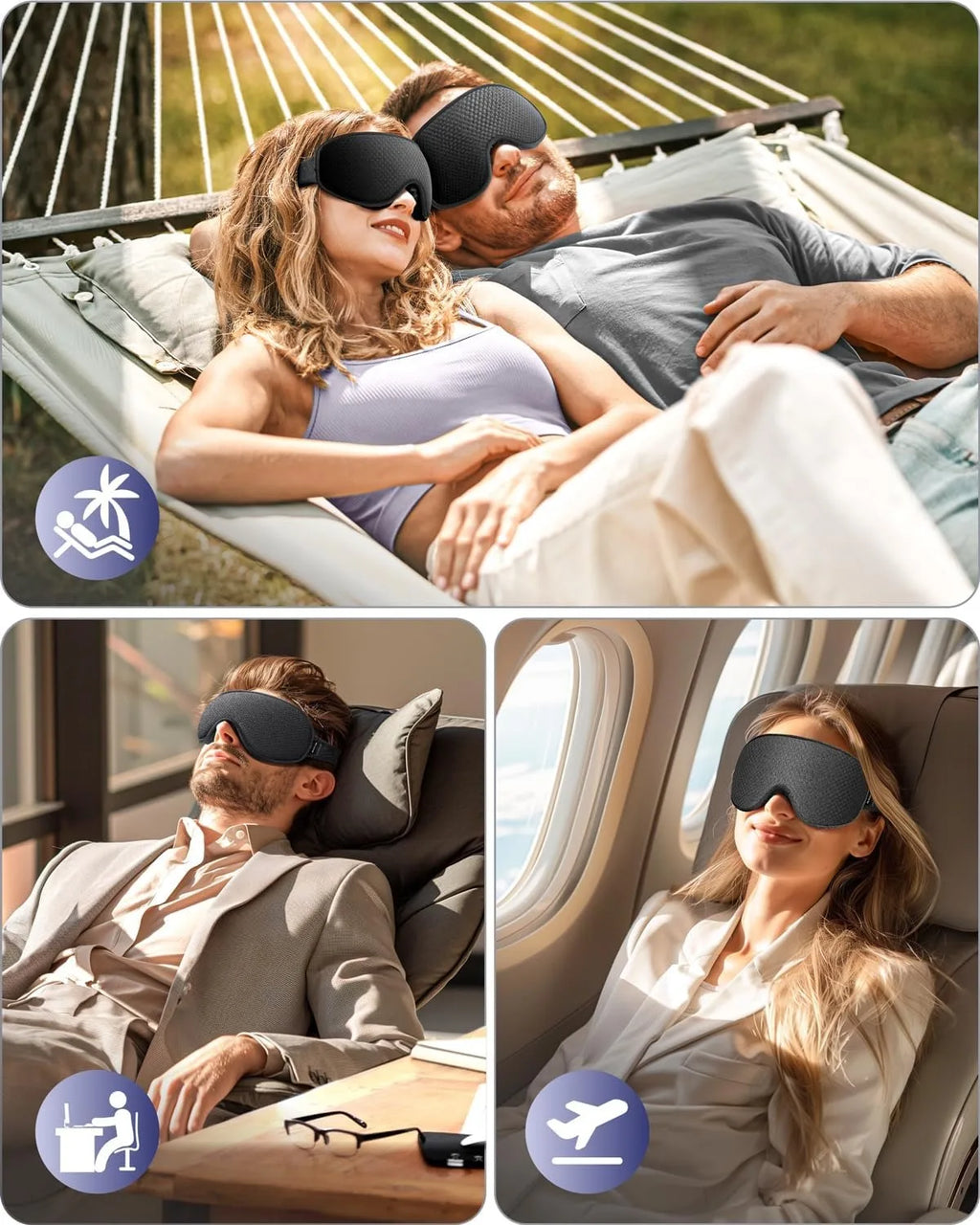 Sleep Mask ,Blackout Eye Masks for Sleep - 3D Breathable Soft Comfortable Eye Mask for Sleeping- Adjustable  Night Masks