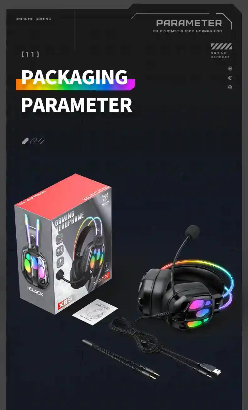 ONIKUMA X89 Gaming Headphones: Surround Sound Over-Ear Wired Headset Tidesmit