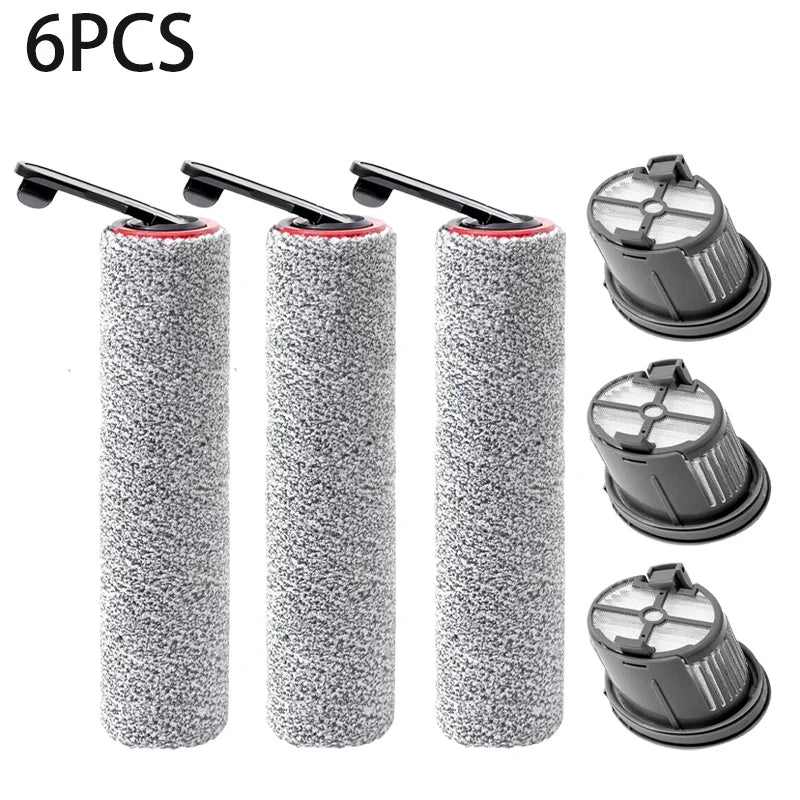 6-pack HEPA filter replacements: three gray foam cylinders with black plastic housings