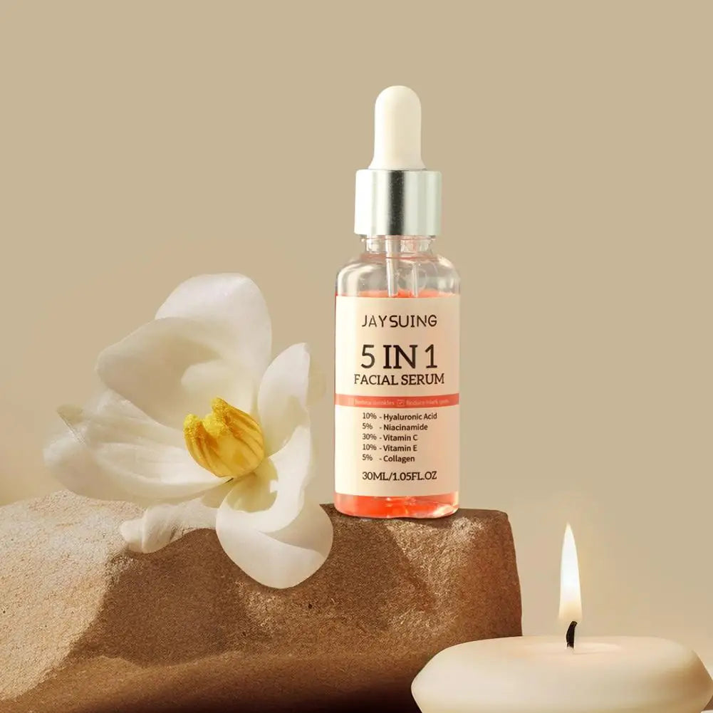 5 In 1 Face Serum 30% Vitamin C Moisturizing Whitening Anti Wrinkle Aging Niacinamide Hyaluronic Acid Facial Serum SkinCare 30ml