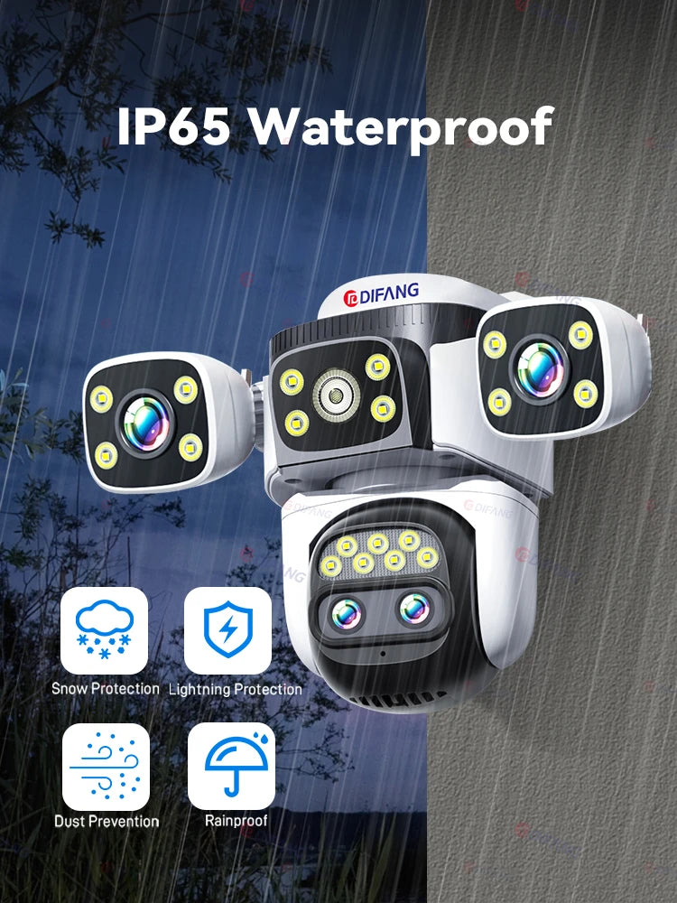 10K Outdoor 10X Optics Zoom WiFi6 Camera 20MP Three screen Four Len PTZ Automatic Tracking 6K Dual Lens Waterproof Security CCTV
