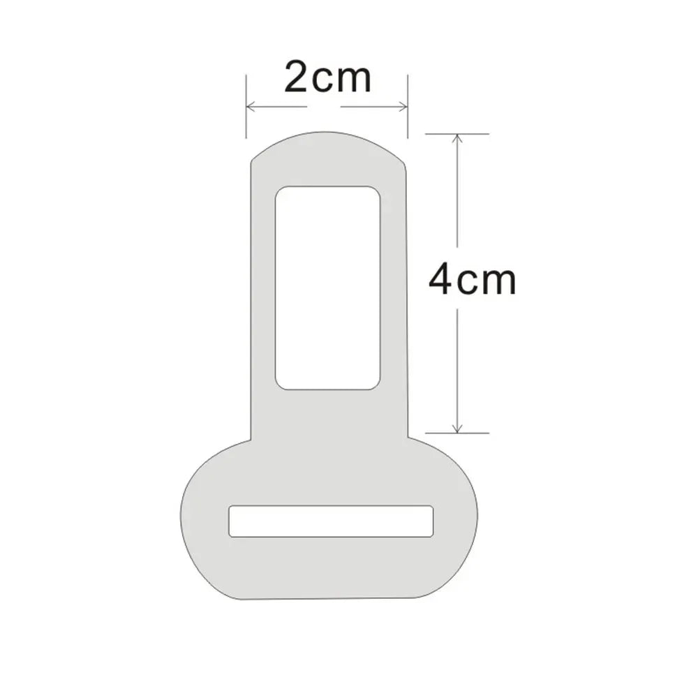 Adjustable pet car seat belt clip (2x4cm) for safe, secure travel with small to large dogs. Durable harness accessory.