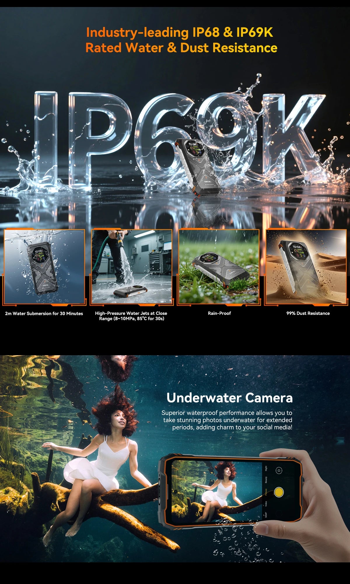 Blackview OSCAL TANK 1 Rugged Smartphon 5G 6.78" FHD+Display Cell Phone16GB+512GB 20000mAh 64MP Telephone Portabl Android 15 NFC