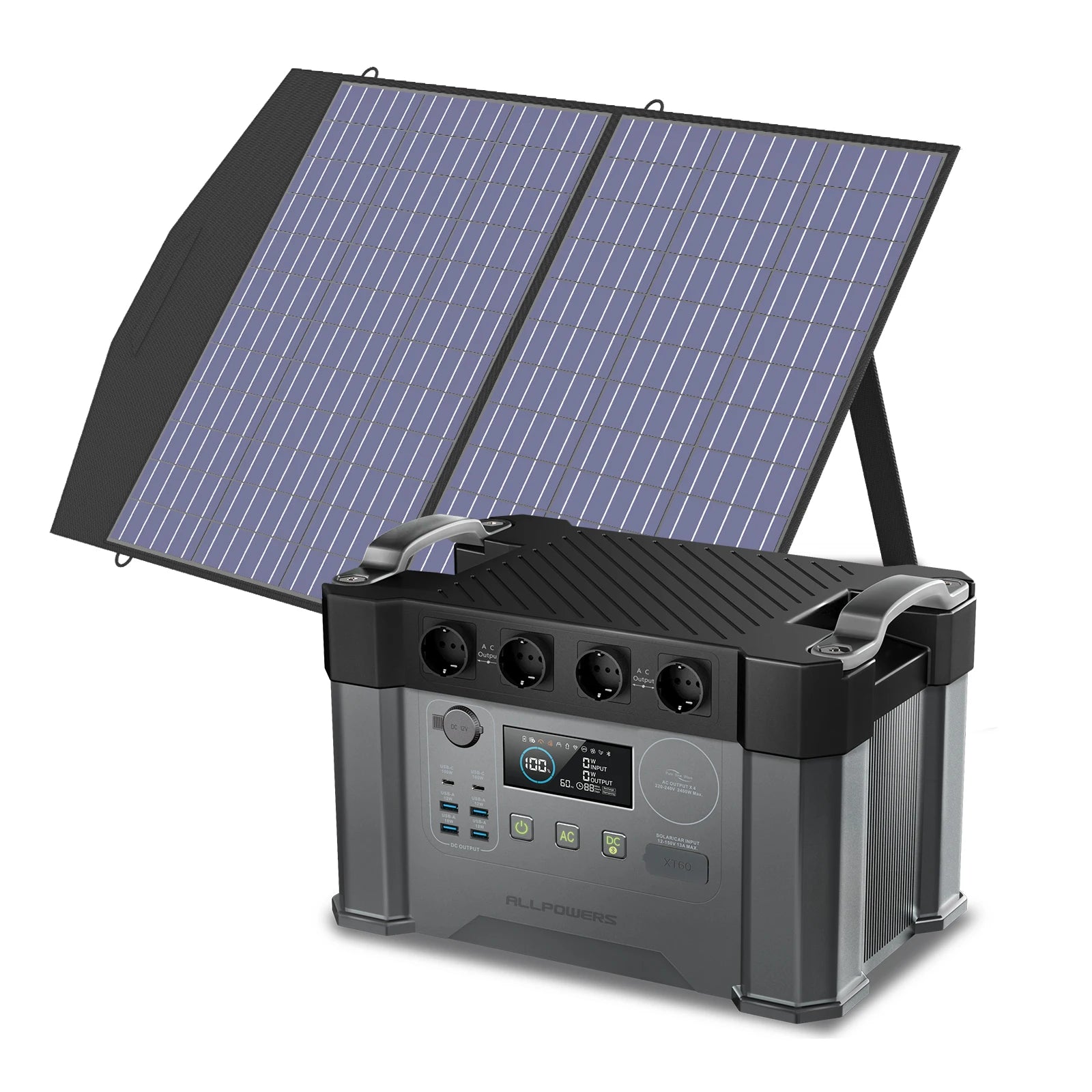 Portable Power Station 2400W with 400W Solar Panels for Off-Grid Energy S2000PRO with 1X100W Tidesmit
