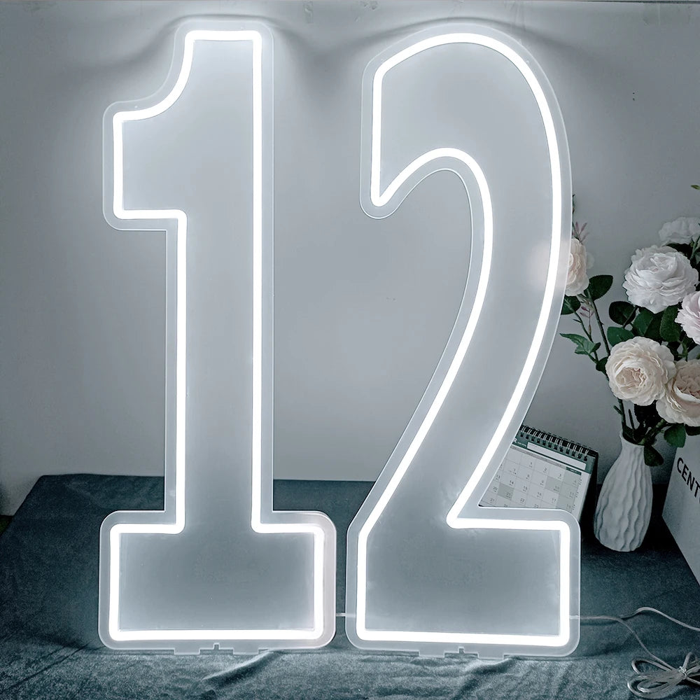 LED Neon Number Sign for Weddings | Customizable Event Lighting 76-100cm number 12 China Mainland Tidesmit