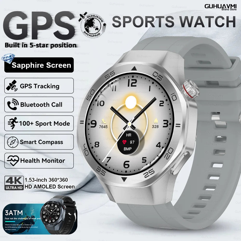2026New Smart Watch GPS Positioning 3ATM Waterproof GPS Tracker Compass Men Bluetooth Call Heart rate 170+Sports Watch Men Women