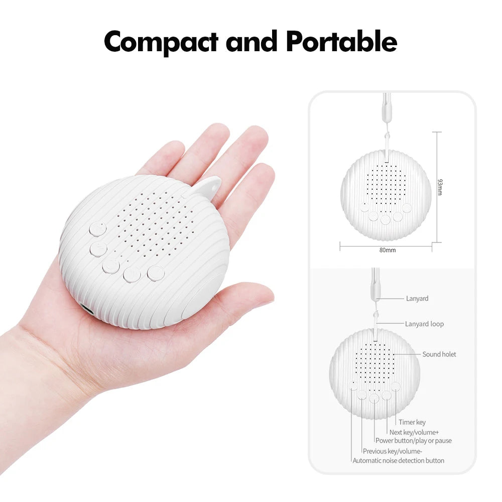 Portable Baby Sleep Machine White Noise Sound Machine 10 Soothing Sounds 15/30/60min Timer Volume Adjustable Built-in Battery