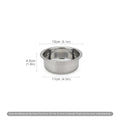 Round stainless steel pet bowl for dogs and cats. Durable 13cm water or food dish for small to medium pets. Easy to clean.