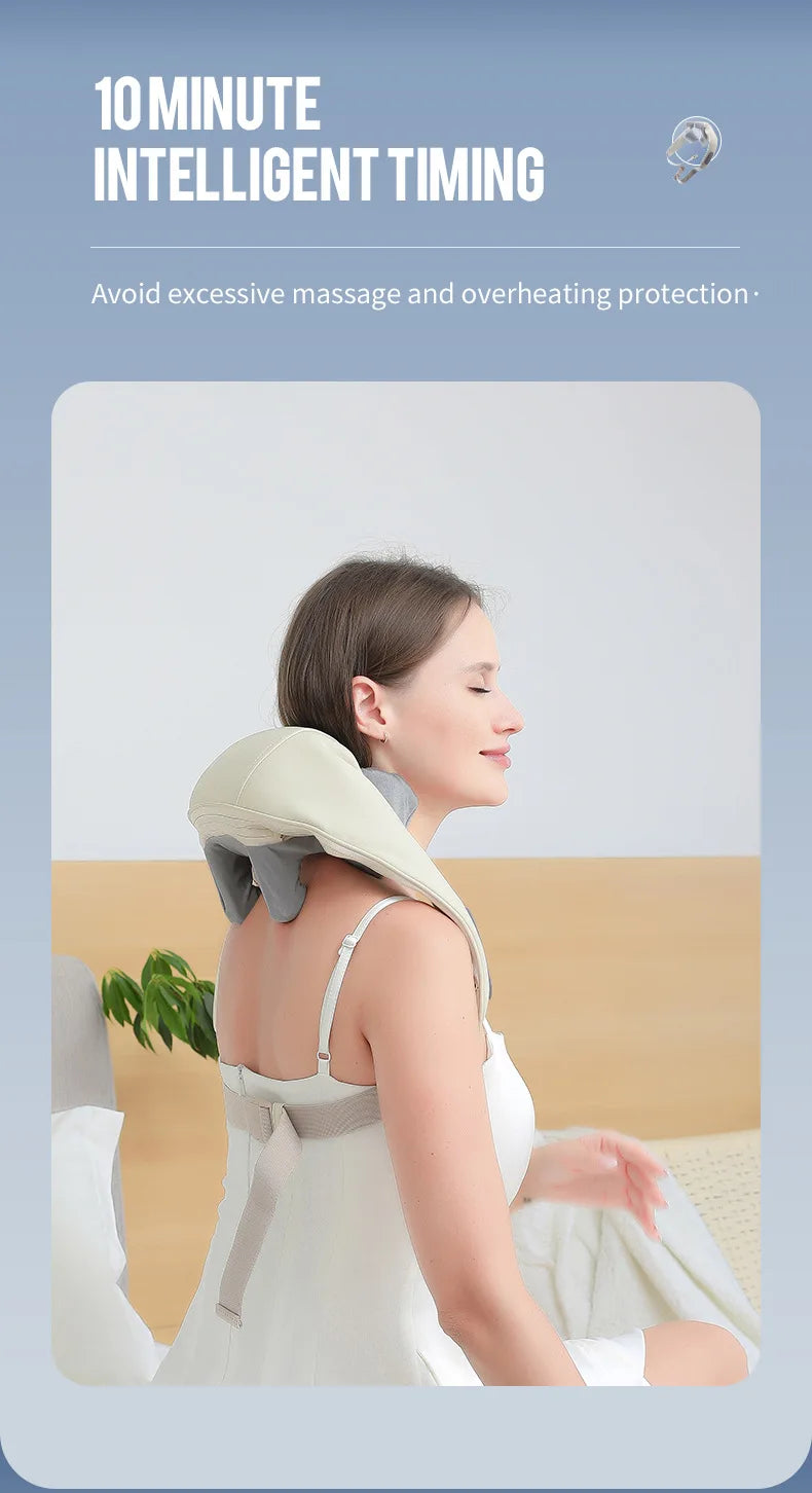 Wireless Electric Neck and Shoulder Massager with Heat Therapy Back Massage Instrument Tidesmit