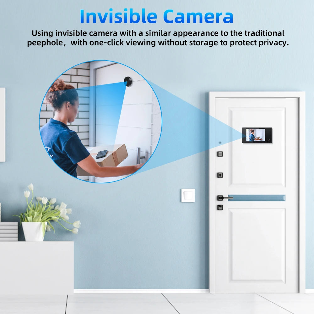 Elecpow 3.5 inch Peephole Video Doorbell Camera 120 Degree Angle Peephole Viewer Smart Home Outdoor Cat Eye Visual Doorbell