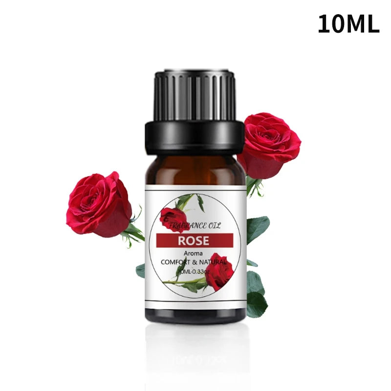 10ML Cherry Strawberry Lavender Jasmine Rose Vanilla Essential Oils for Diffuser, Humidifier, Massage, Candle, Soap Making