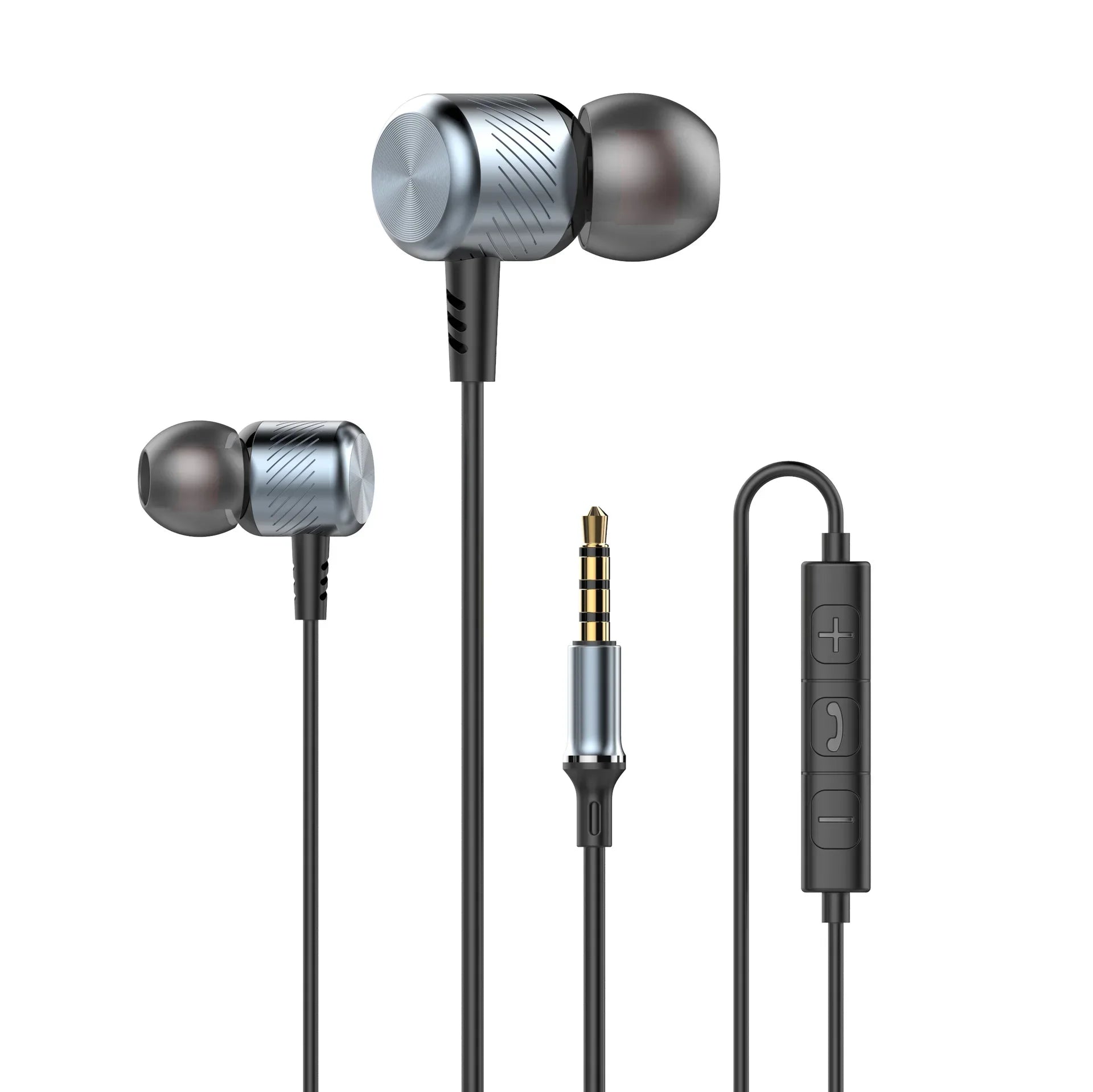 Wired Metal In-Ear Headphones with Mic by Tidesmit - 6 Variants 3.5mm Blue Tidesmit