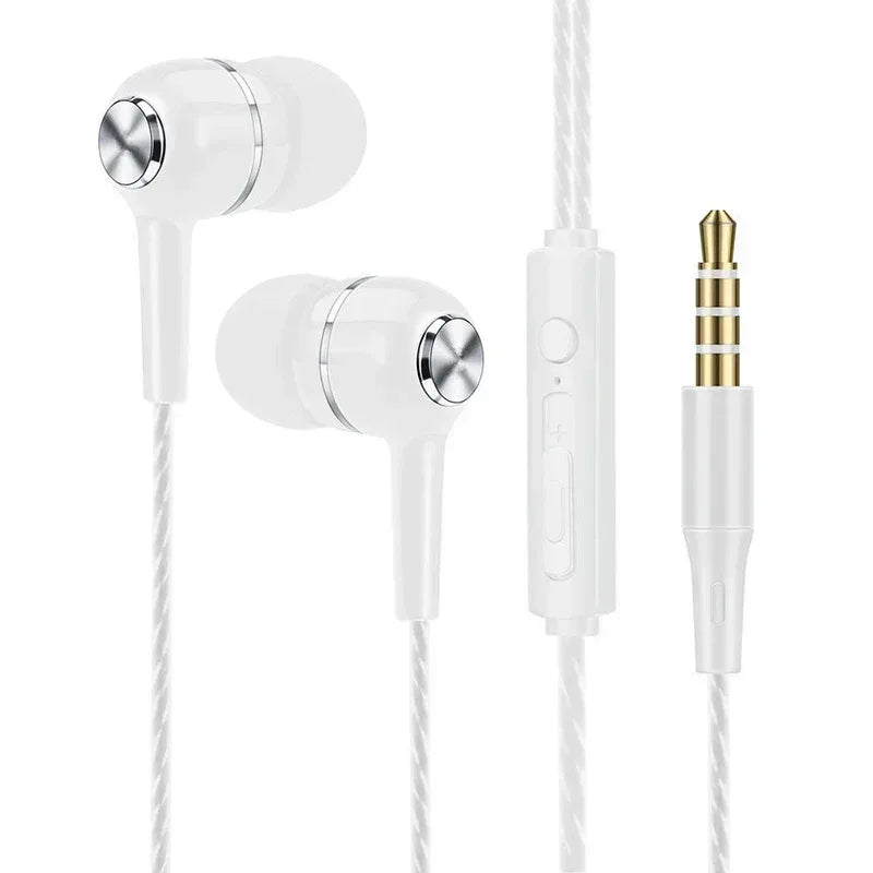 Wired 3.5mm Earbuds with Deep Bass Mic Stereo Sound - Tidesmit WHITE Tidesmit