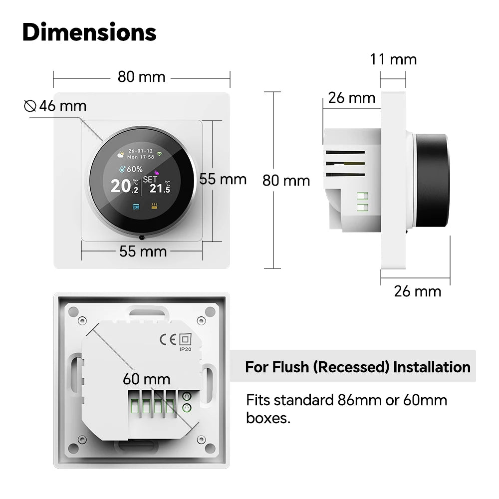 Tuya WiFi Smart Knob Thermostat for Electric Floor Heating Water/Gas Boiler Heating Thermoregulator Support Alexa Google Home