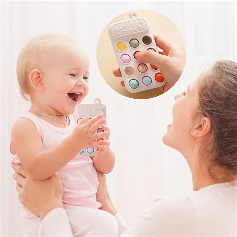 Baby Silicone Phone Teether Toy Pacifier Kids Cartoon Teething Silicone Newborn Early Dental Care Gums Molar Stick Baby Toy Gift